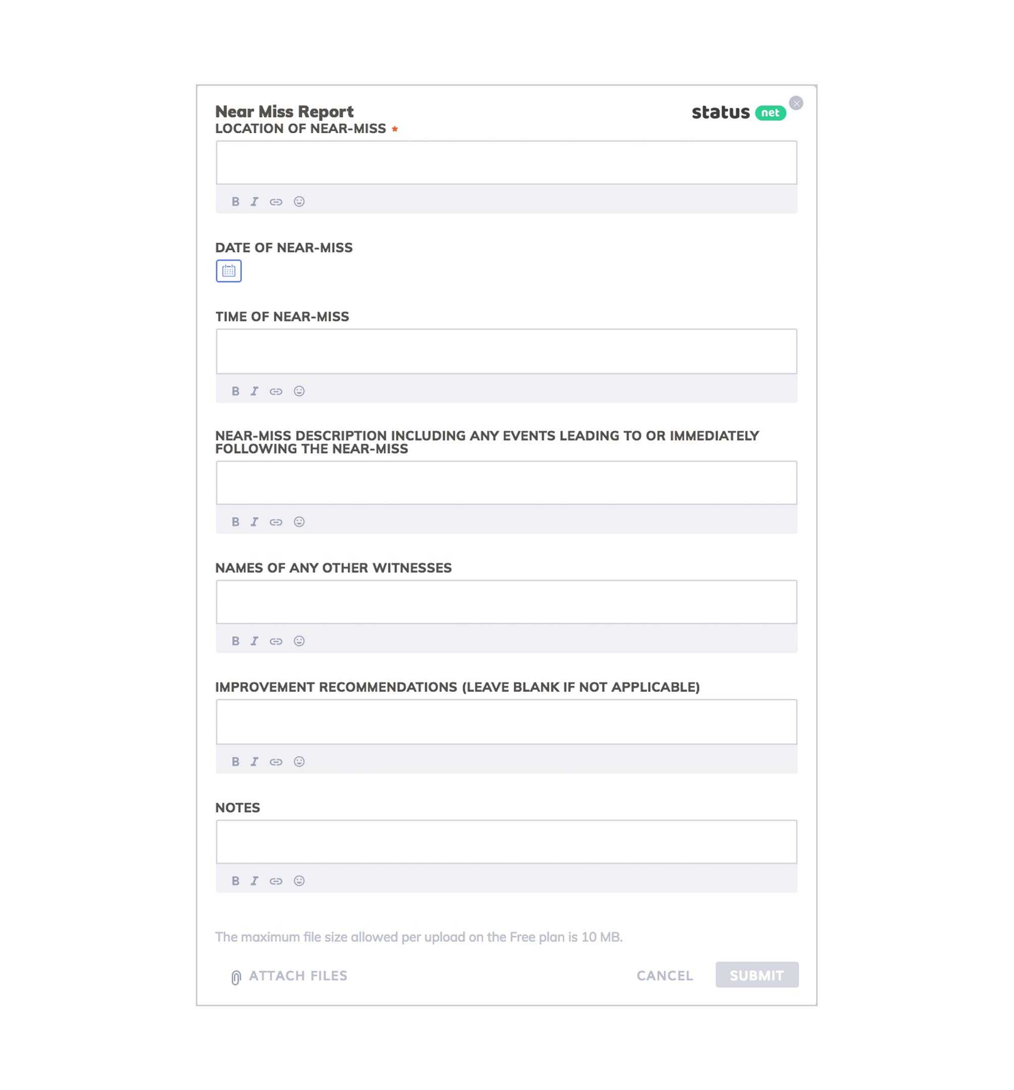 10 Key Elements Of A Near Miss Report [Free Form Templates] Regarding Near Miss Incident Report Template