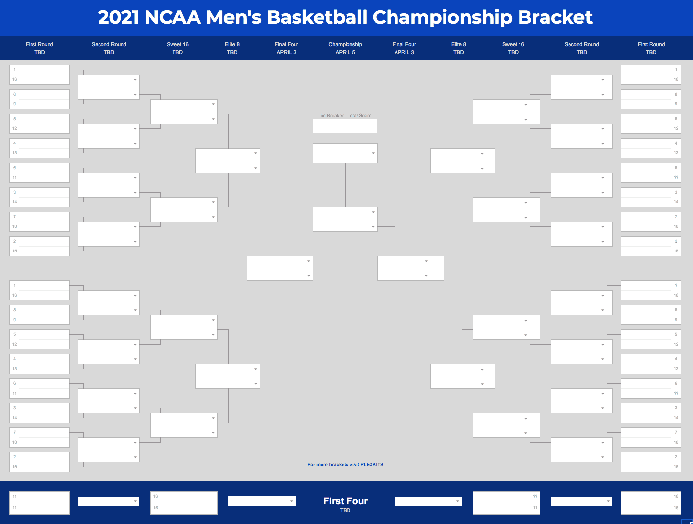 10 March Madness Bracket (Excel & Google Sheets Template) Regarding Blank March Madness Bracket Template