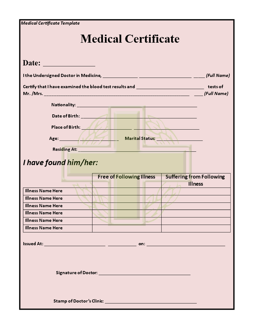 10+ Medical Certificate Templates for Sick Leave - PDF, Docs, Word  In Fake Medical Certificate Template Download