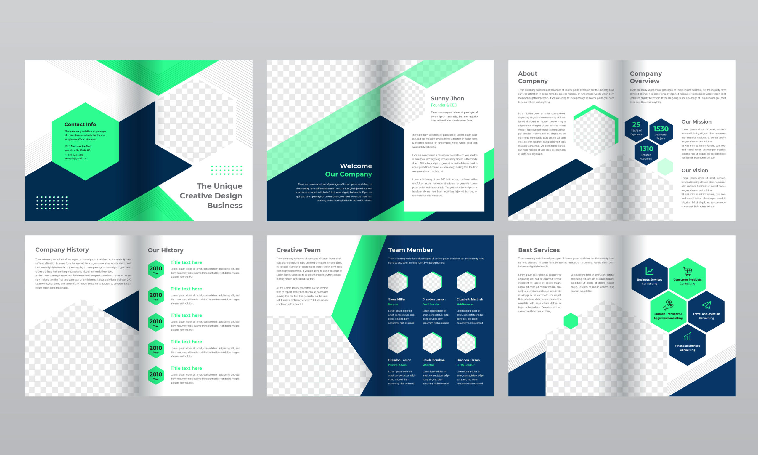 10 page blue and green gradient business brochure template 10  Regarding 12 Page Brochure Template