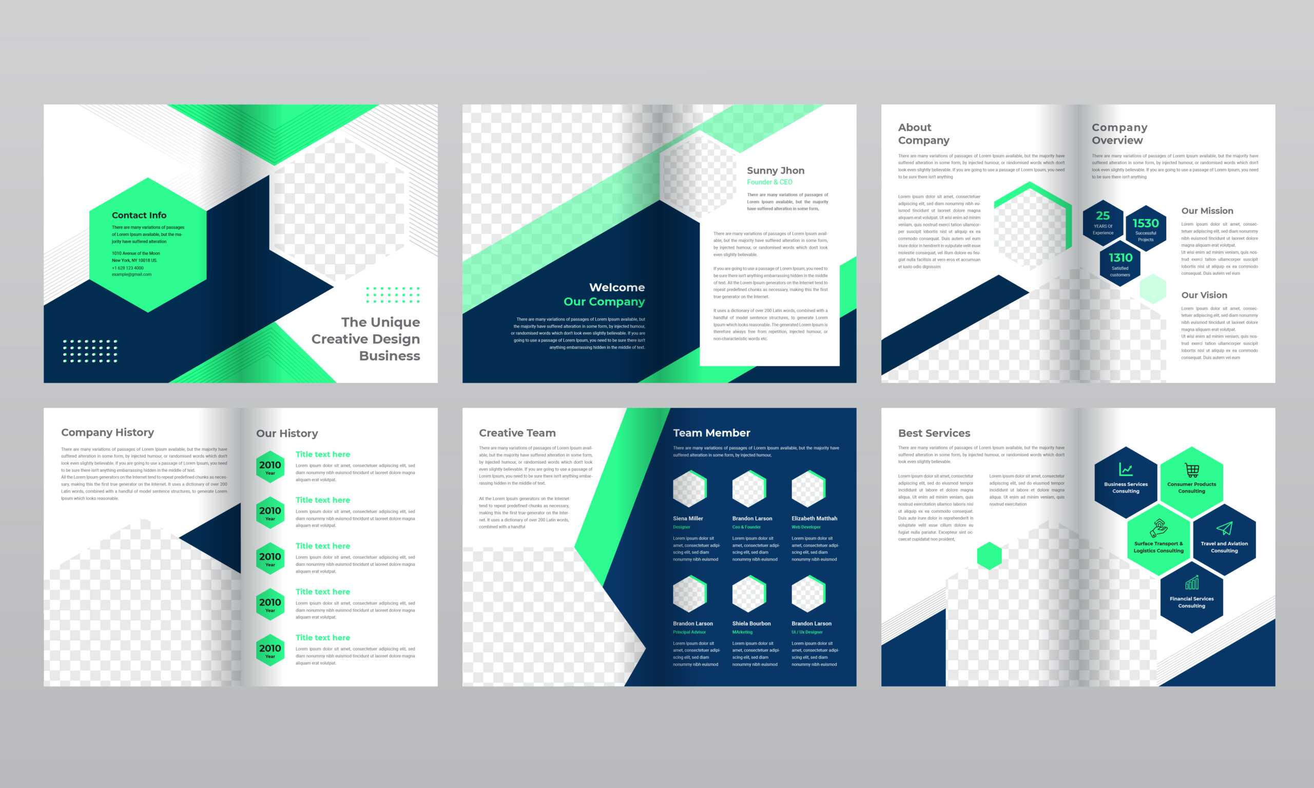 10 Page Blue And Green Gradient Business Brochure Template 10  Regarding 12 Page Brochure Template