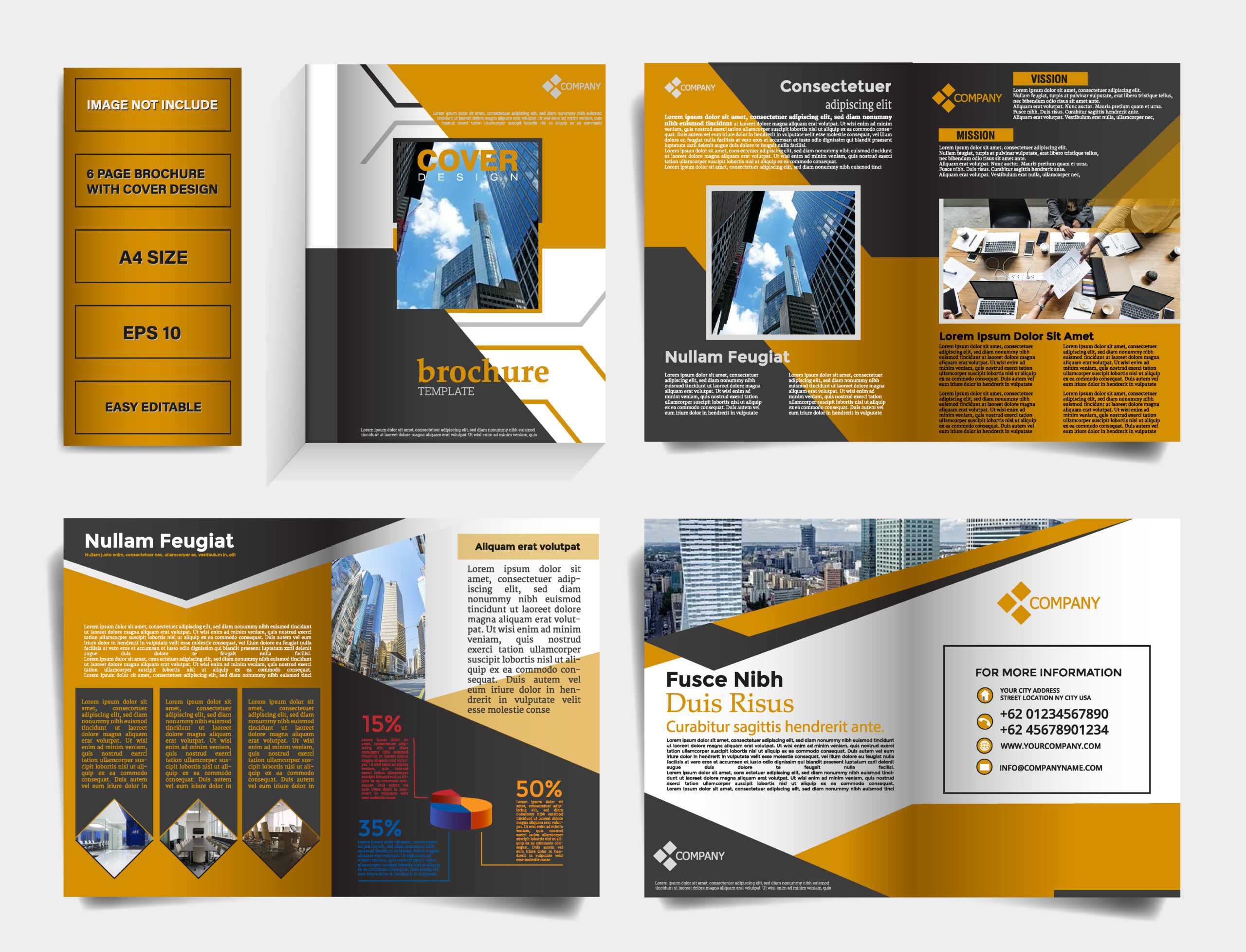 10 Page Brochure Template 1092704 Vector Art At Vecteezy Within 6 Sided Brochure Template