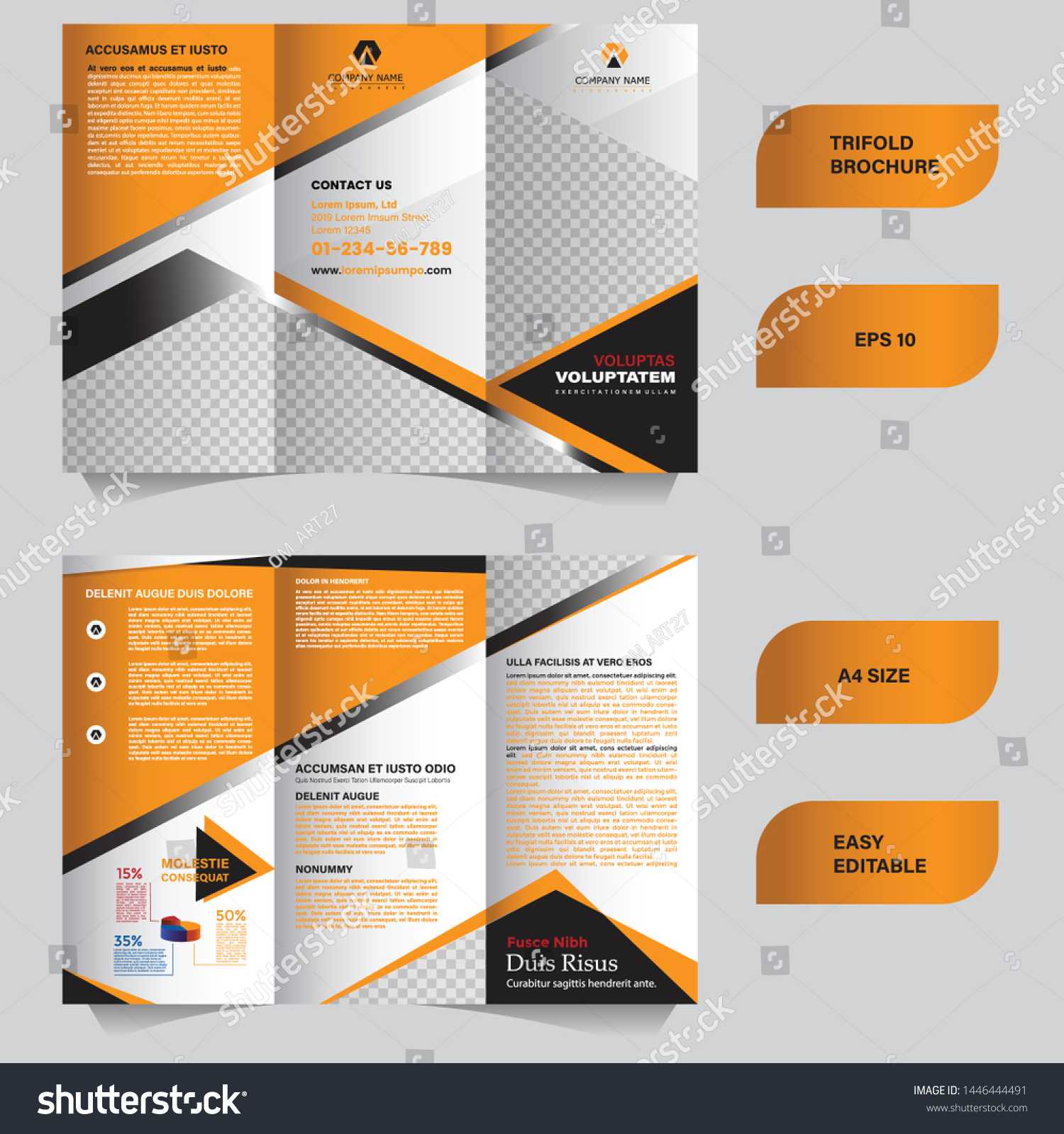 10 Page Business Trifold Brochure Template Stock Vector (Royalty  With 6 Panel Brochure Template