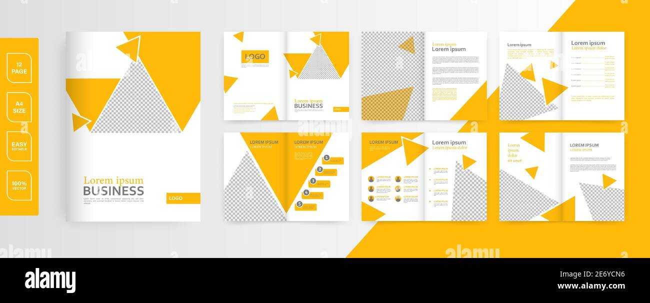 10 Page Minimal Business Brochure Design Template Stock Vector  Throughout 12 Page Brochure Template