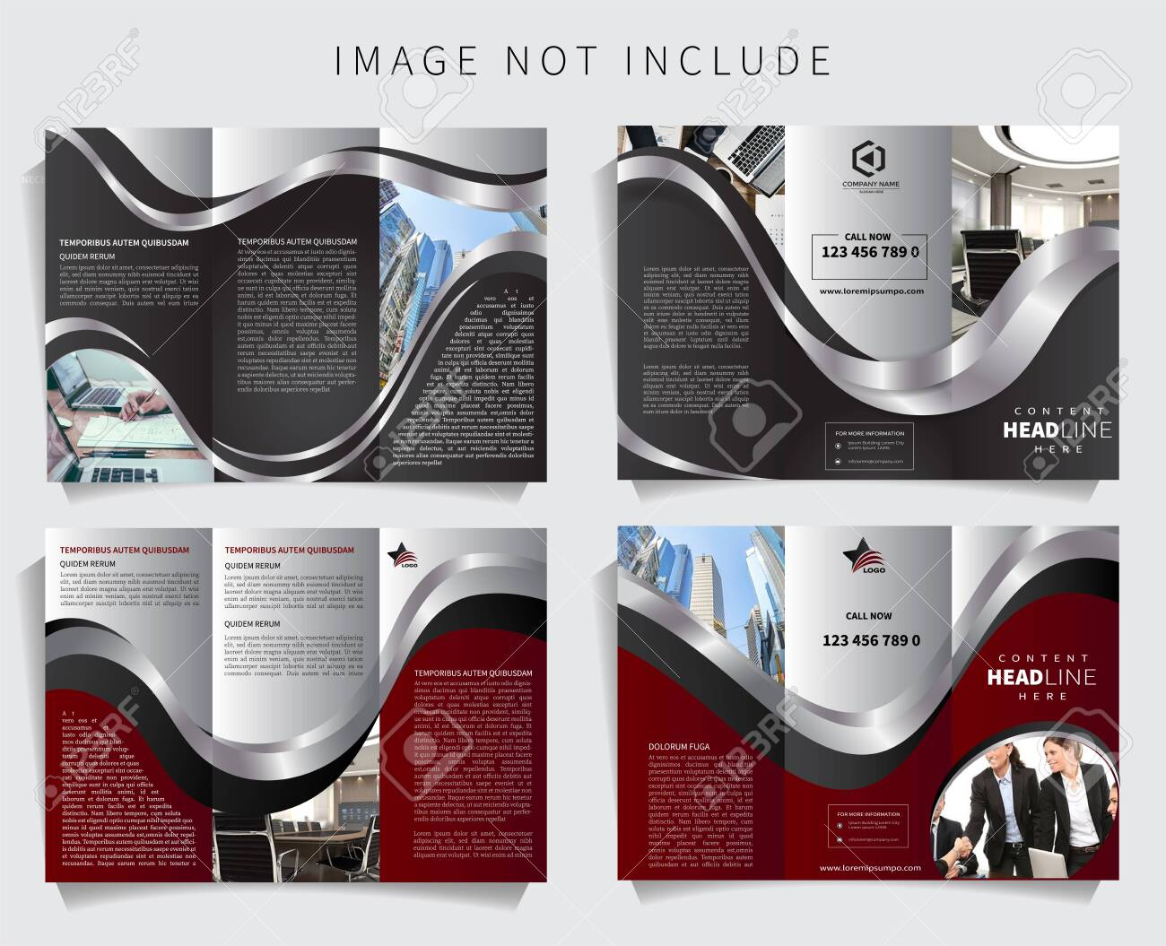 10 Page Trifold Brochure Template Set With A10 Size Royalty Free SVG  Intended For 6 Panel Brochure Template