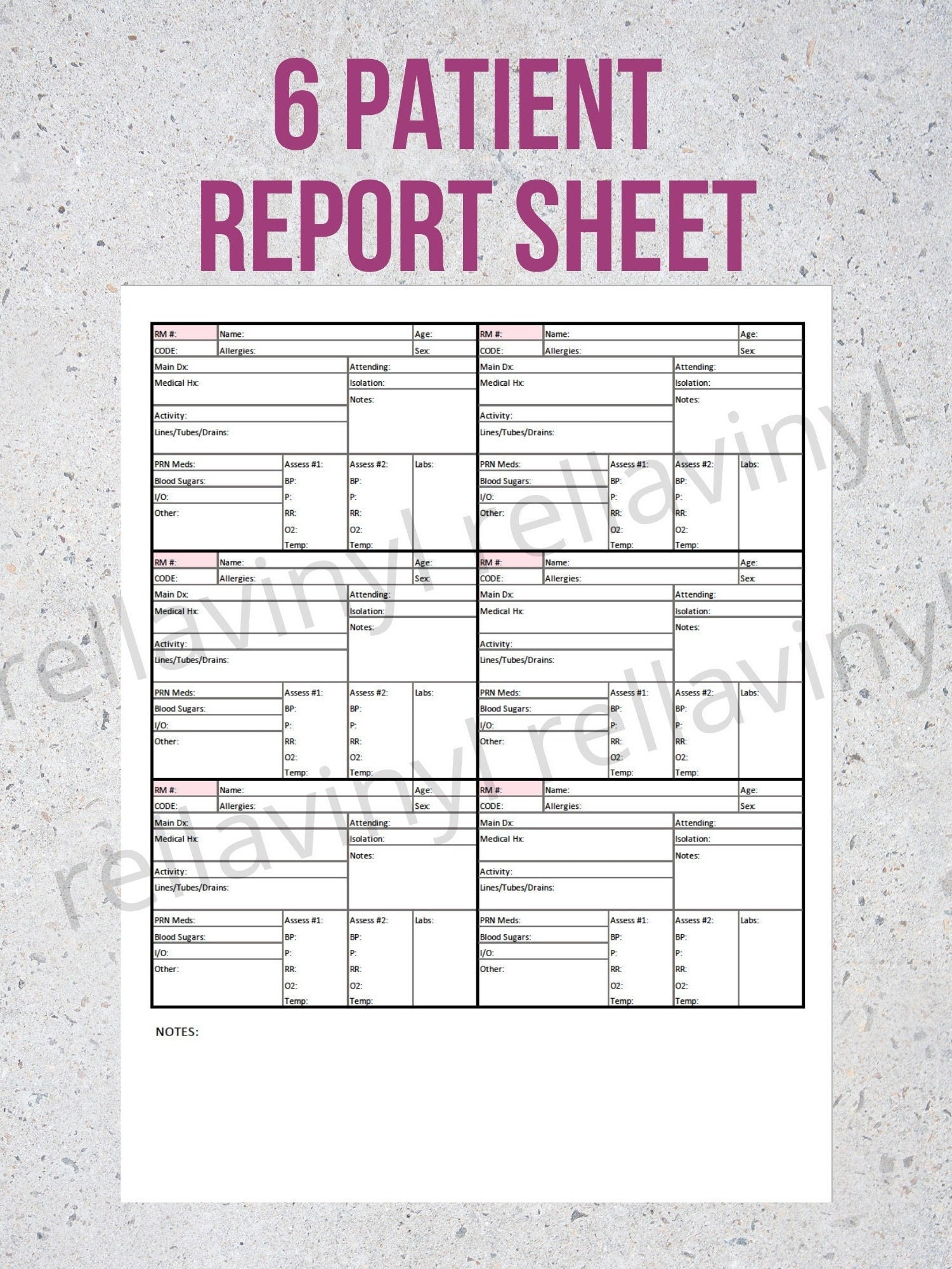 10 Patient Nurse Report Sheet - Great for Med/Surg! - Instant Download With Regard To Med Surg Report Sheet Templates