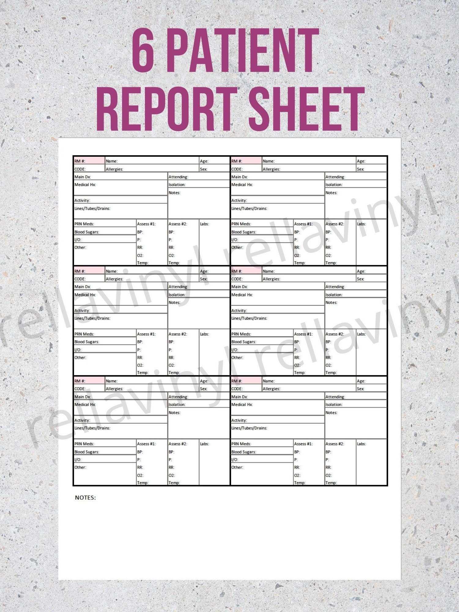 10 Patient Nurse Report Sheet – Great For Med/Surg! – Instant Download With Regard To Med Surg Report Sheet Templates