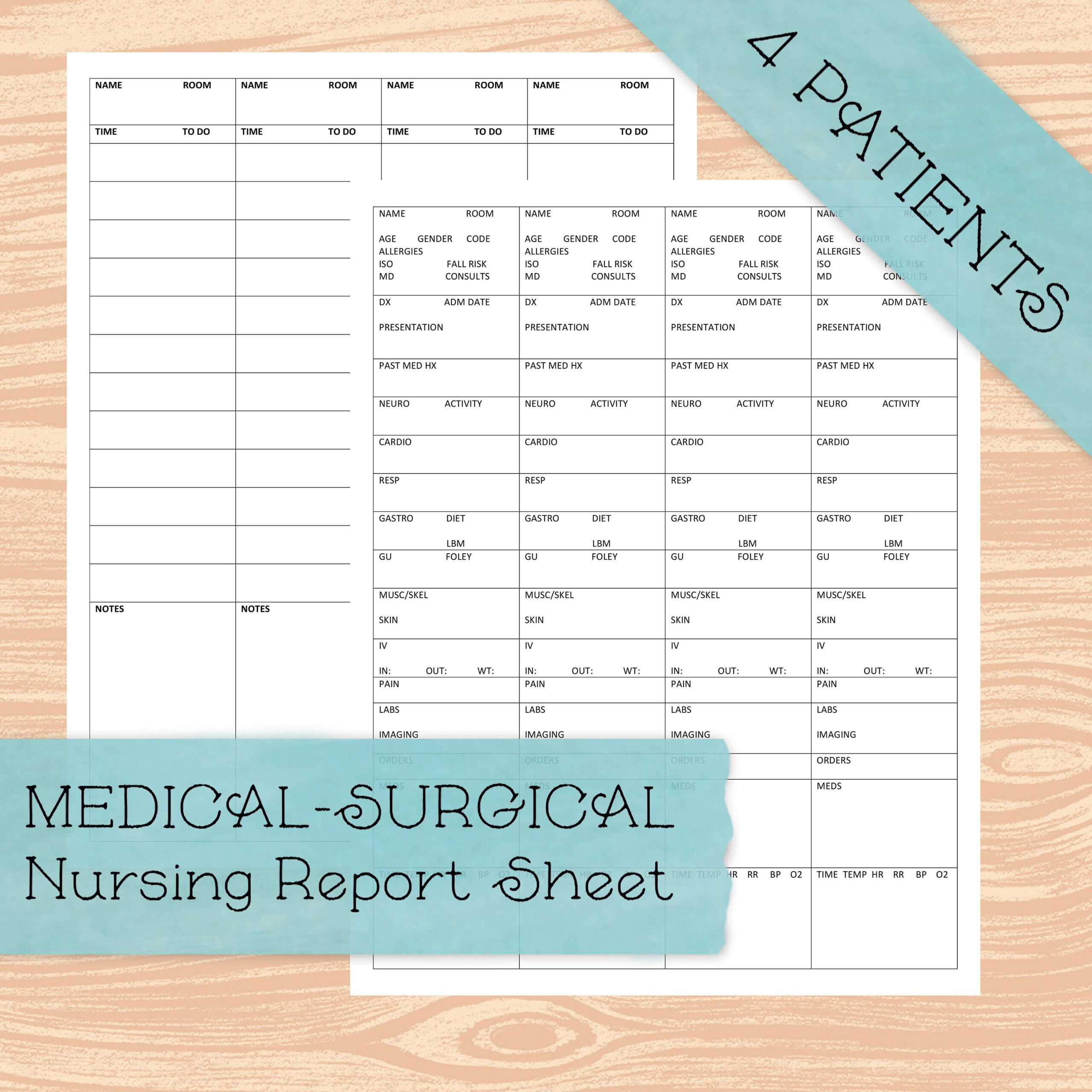 10-Patient Nursing Report Sheet Template (Medical-Surgical) Throughout Med Surg Report Sheet Templates