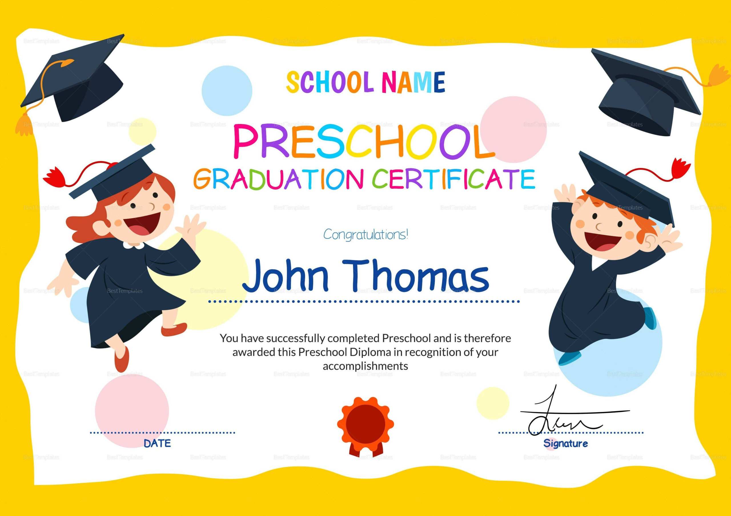 10+ Preschool Certificate Templates - PDF  Free & Premium Templates With Preschool Graduation Certificate Template Free