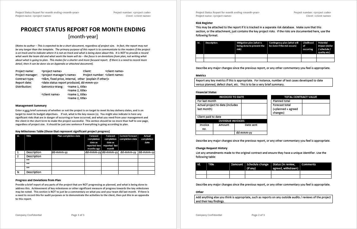 10+ Printable Construction Report Formats In MS Word With Regard To Ms Word Templates For Project Report