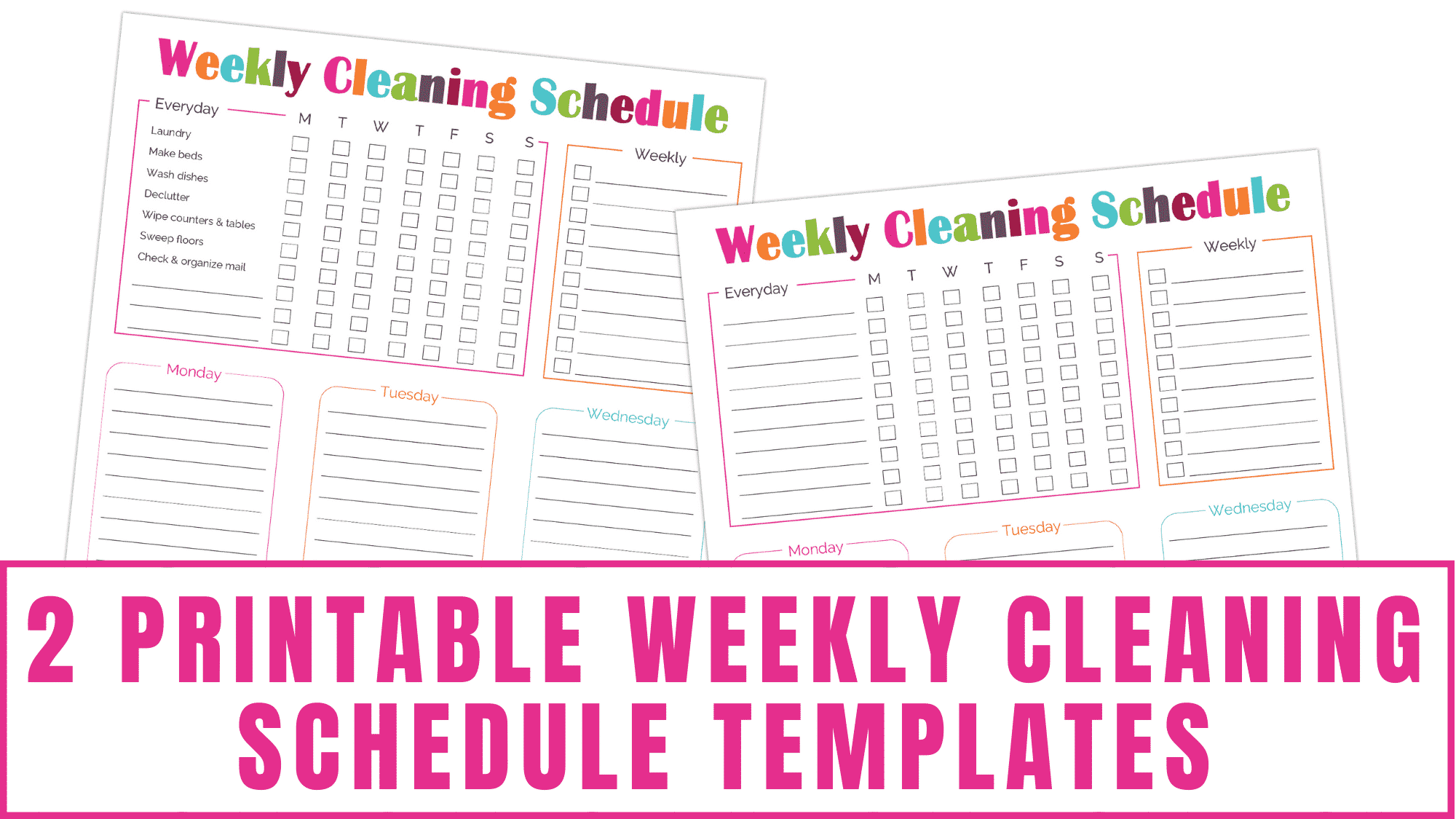 10 Printable Weekly Cleaning Schedule Templates - Freebie Finding Mom Inside Blank Cleaning Schedule Template