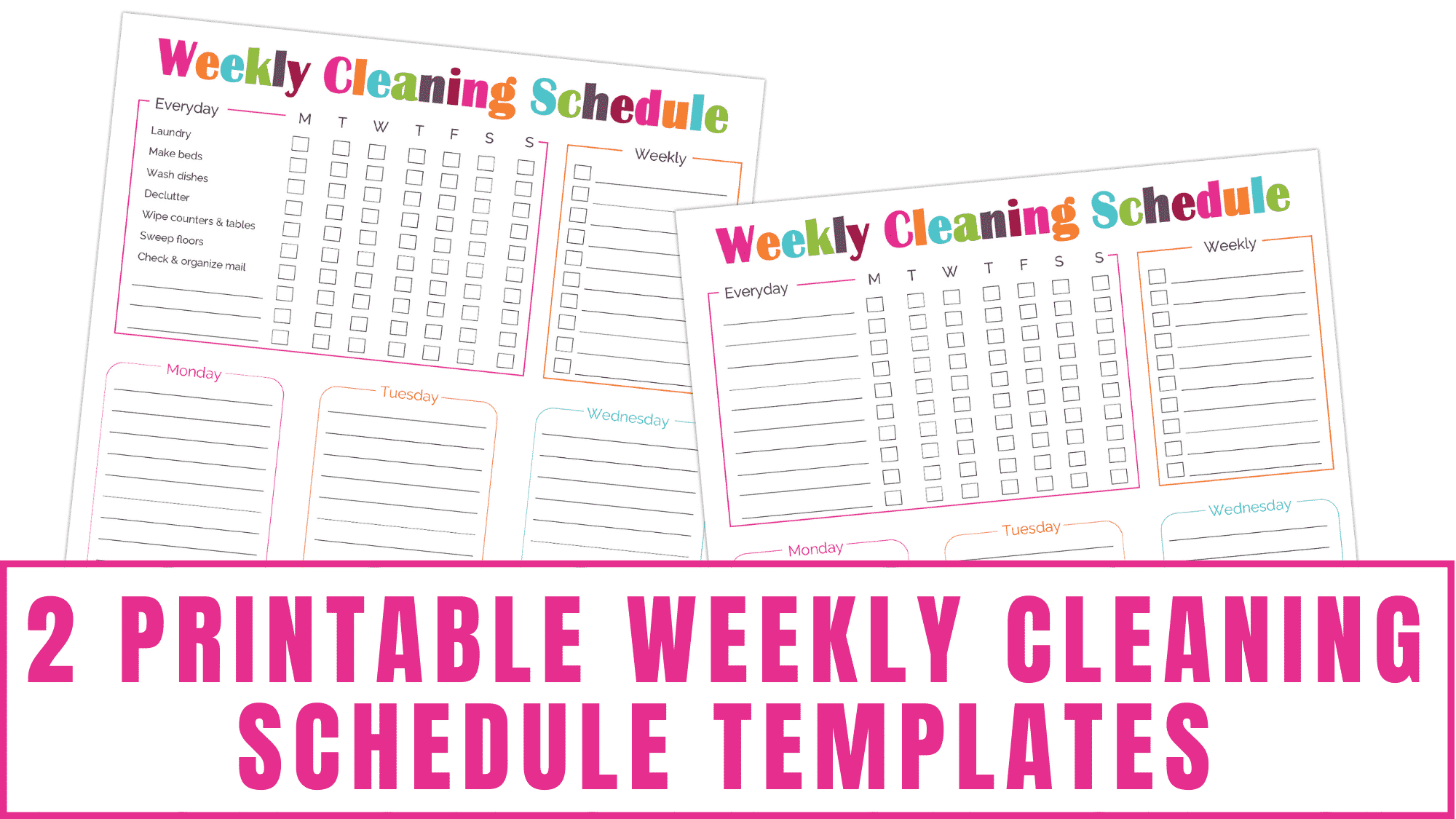 10 Printable Weekly Cleaning Schedule Templates – Freebie Finding Mom Inside Blank Cleaning Schedule Template