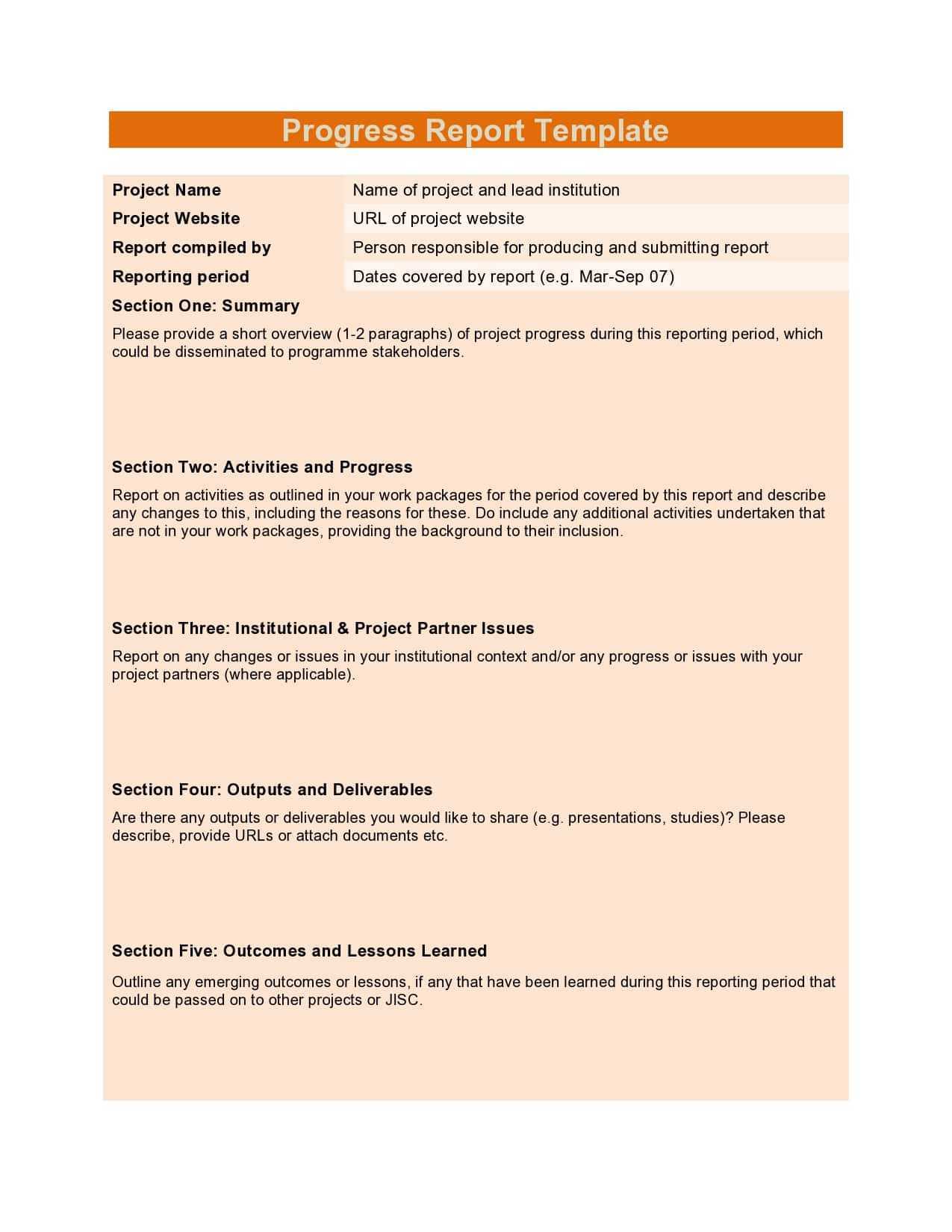 10 Professional Progress Report Templates (Free) - TemplateArchive In Company Progress Report Template