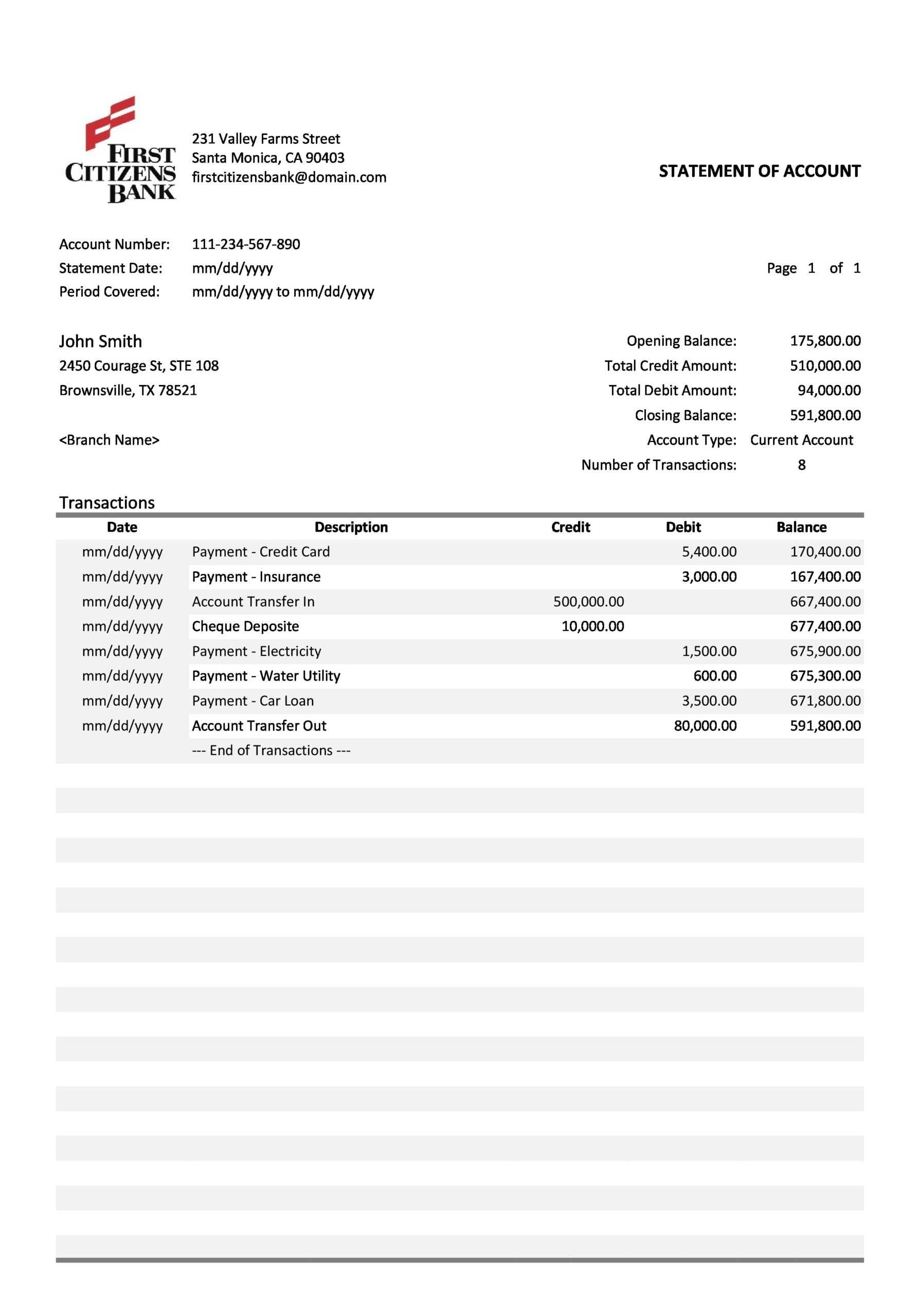 10 Real & Fake Bank Statement Templates [Editable] Pertaining To Blank Bank Statement Template Download