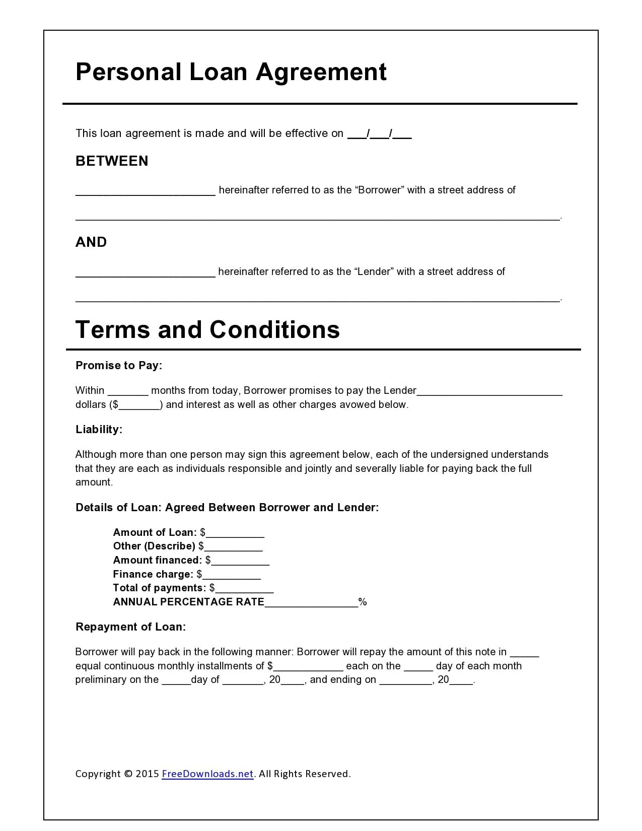 10 Simple Family Loan Agreement Templates (10% Free) Intended For Blank Loan Agreement Template