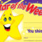 10 Star Of The Week Certificates Recognition Teacher Award Pad With Star Of The Week Certificate Template