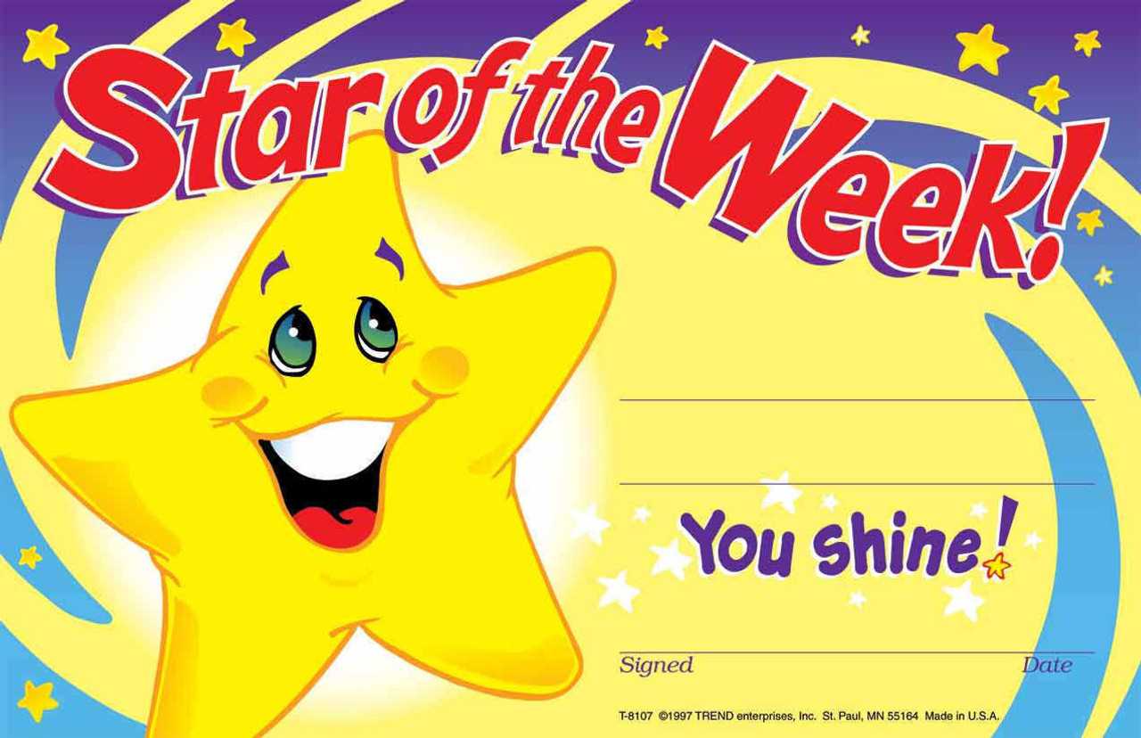 10 Star Of The Week Certificates Recognition Teacher Award Pad With Star Of The Week Certificate Template