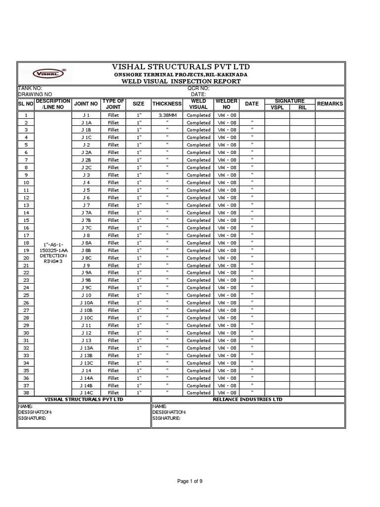 10) Welding Visual Inspection Report PDF  PDF With Welding Inspection Report Template