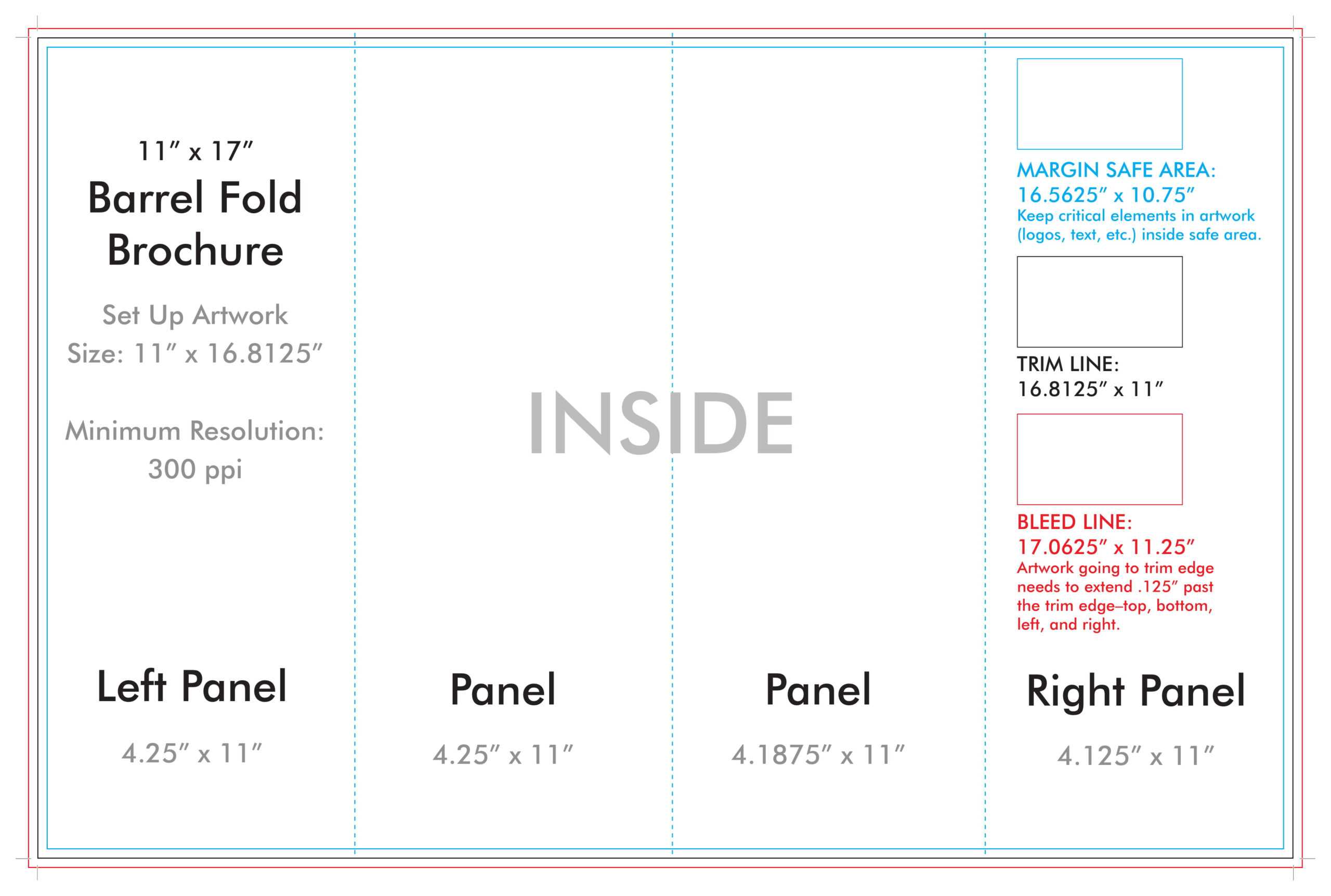 10" x 10" Barrel Fold Brochure Template - U.S