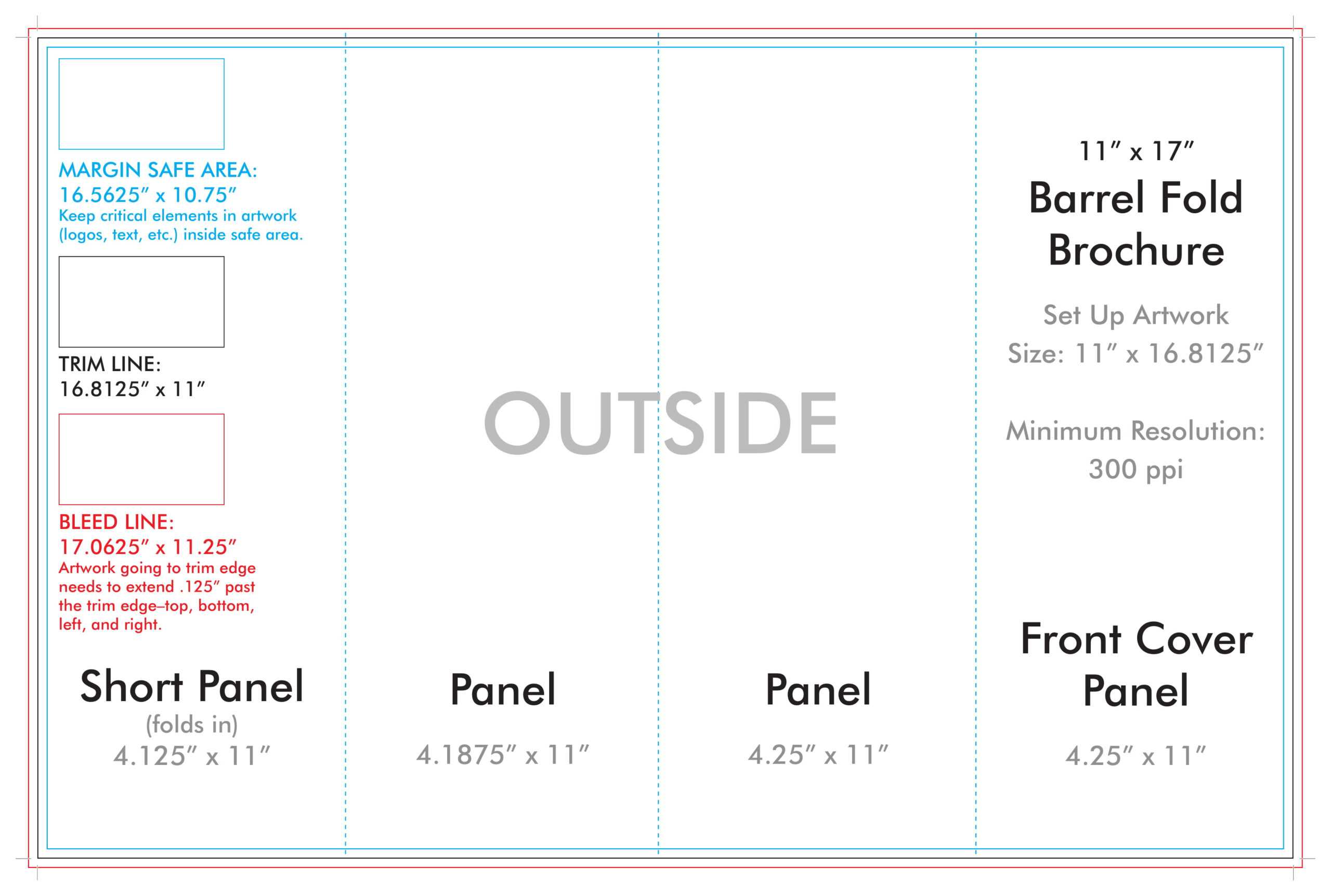 10″ X 10″ Barrel Fold Brochure Template – U.S