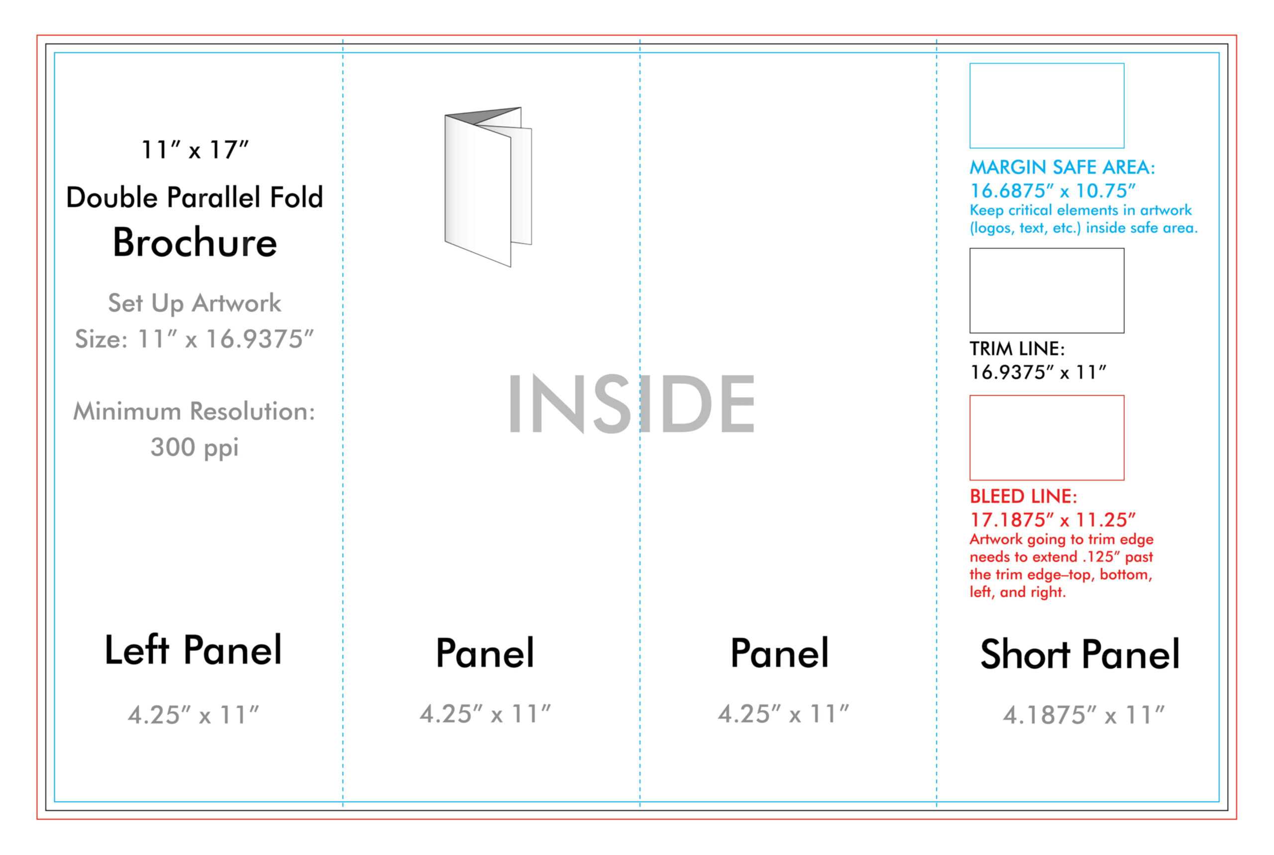 10" x 10" Double Parallel Brochure Template - U.S