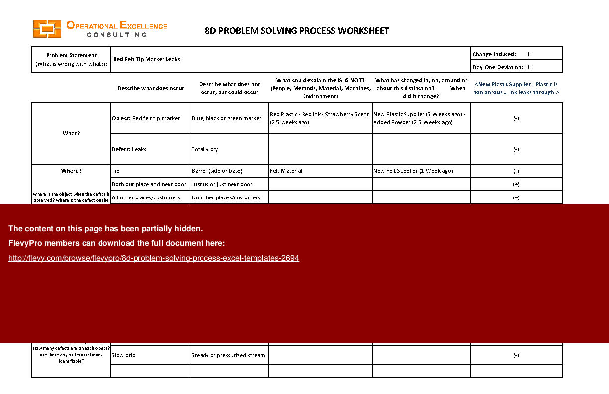 10D Problem Solving Process Excel Templates (Excel Workbook (XLSX)) –  FlevyPro Document  Flevy In 8D Report Template Xls