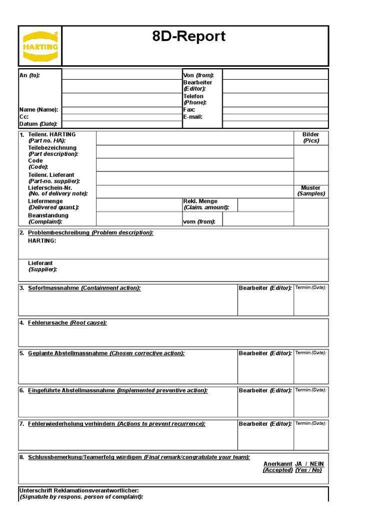 10d Report  PDF In 8D Report Template Xls