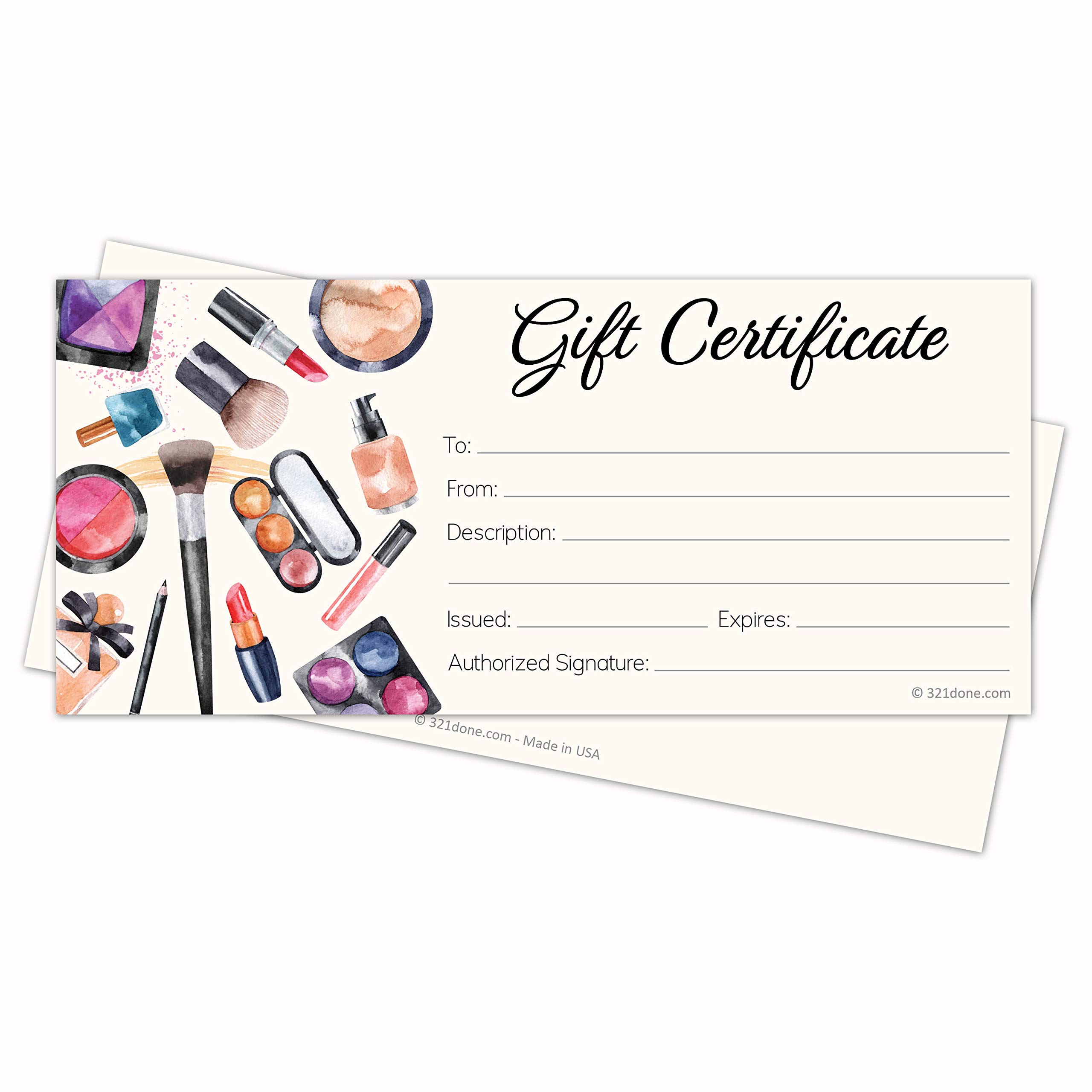 10Done Beauty Gift Certificates (Set of 10 with Envelopes) 10x10 Inches  Blank for Makeup Small Business, Voucher, Salon Spa Cosmetics Sales Rep -  Made  With Mary Kay Gift Certificate Template