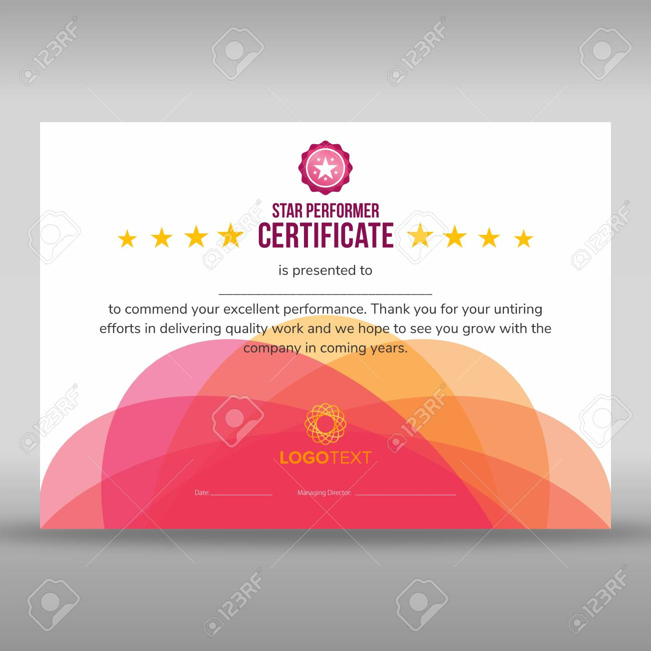Abstract Creative Pink Star Performer Certificate Royalty Free SVG  Regarding Star Performer Certificate Templates