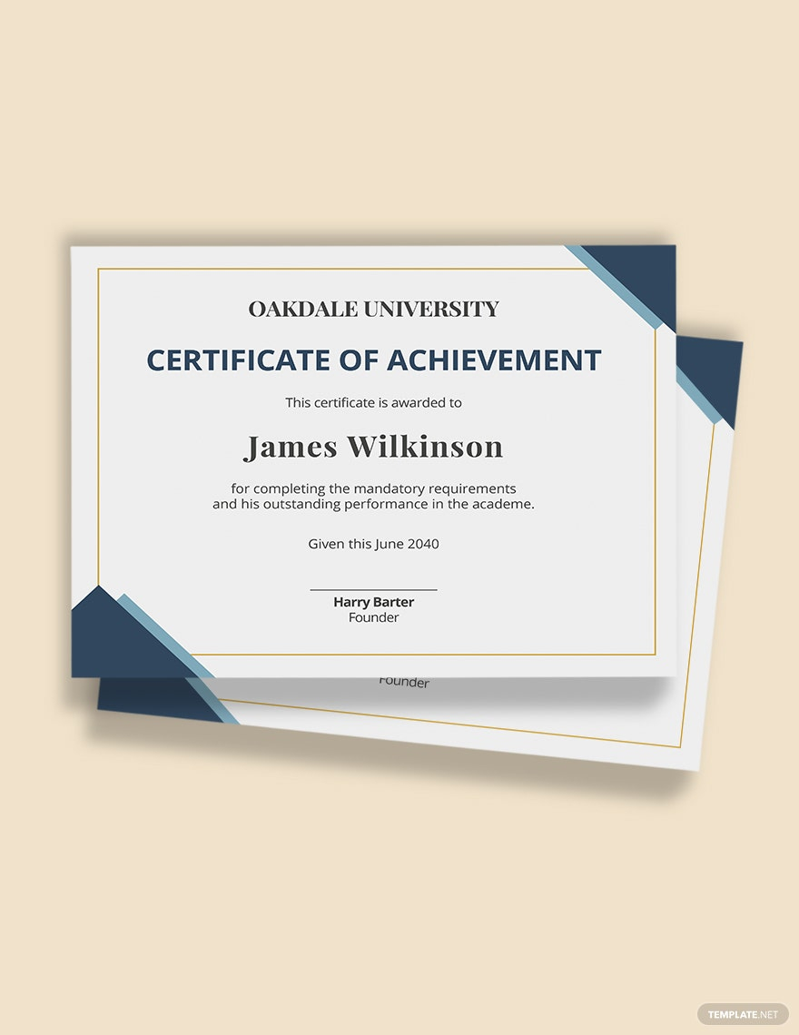 Academic Achievement Certificate Template - Word  Template