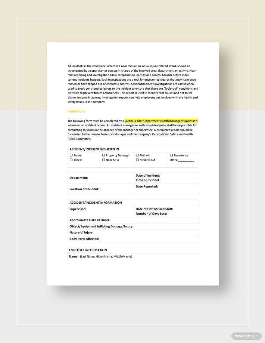 Accident Incident Investigation Report Template - Google Docs  For Investigation Report Template Doc