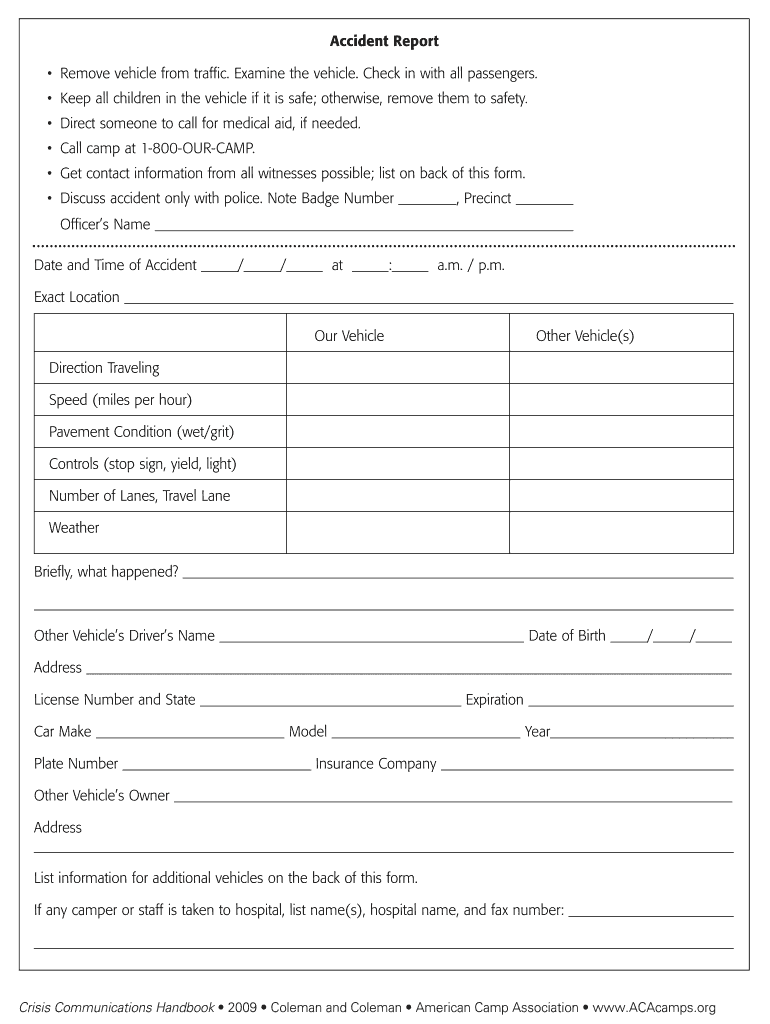 Accident Report - Fill Online, Printable, Fillable, Blank  pdfFiller With Regard To Vehicle Accident Report Form Template