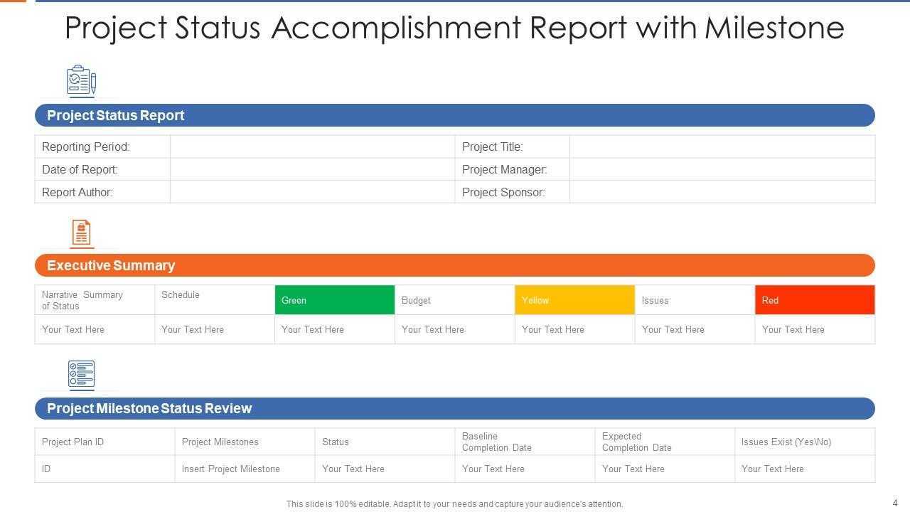 Accomplishment Report Powerpoint Ppt Template Bundles  Inside Baseline Report Template