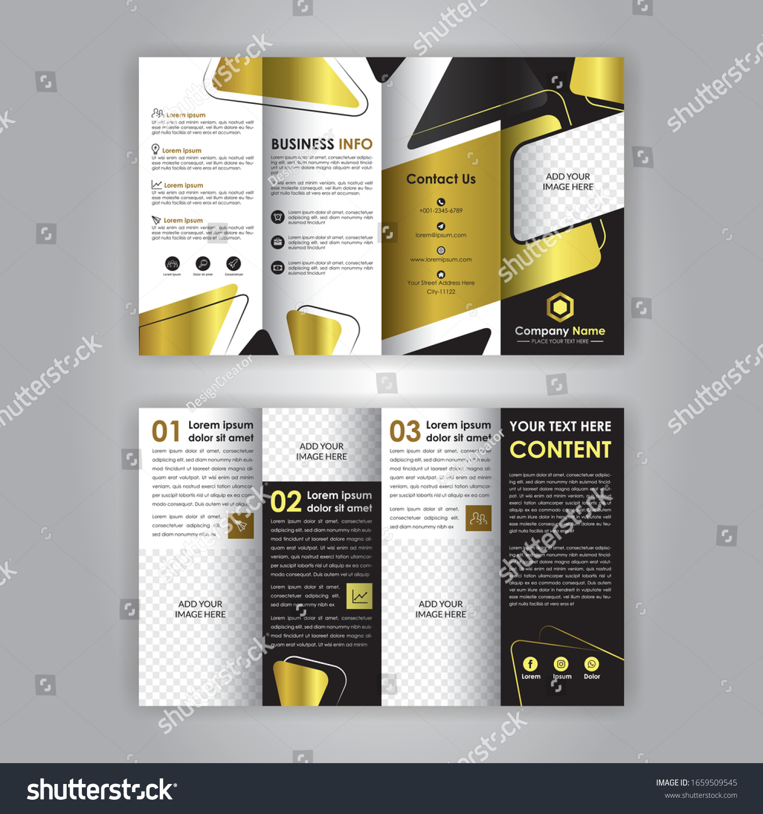 Accordion Fold Brochure Eight Pages Four Stock Vector (Royalty  Regarding 4 Fold Brochure Template