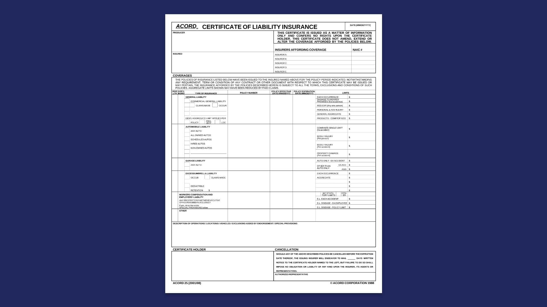 Acord form processing - A step-by-step guide to Acord form  Pertaining To Acord Insurance Certificate Template