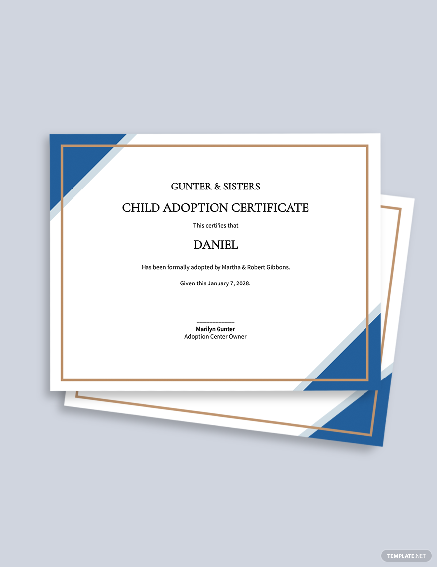 Adoption Certificates Templates - Design, Free, Download  For Child Adoption Certificate Template