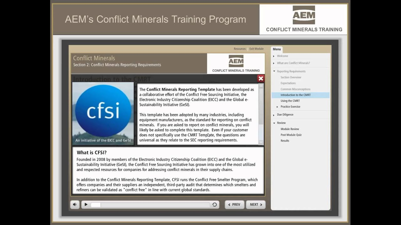 AEM’s Conflict Minerals Training Program In Eicc Conflict Minerals Reporting Template