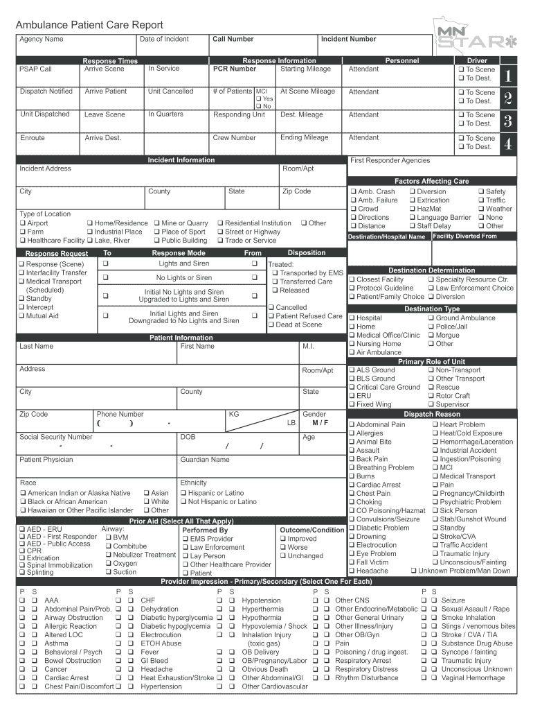 ambulance patient care report form: Fill out & sign online  DocHub Pertaining To Patient Care Report Template