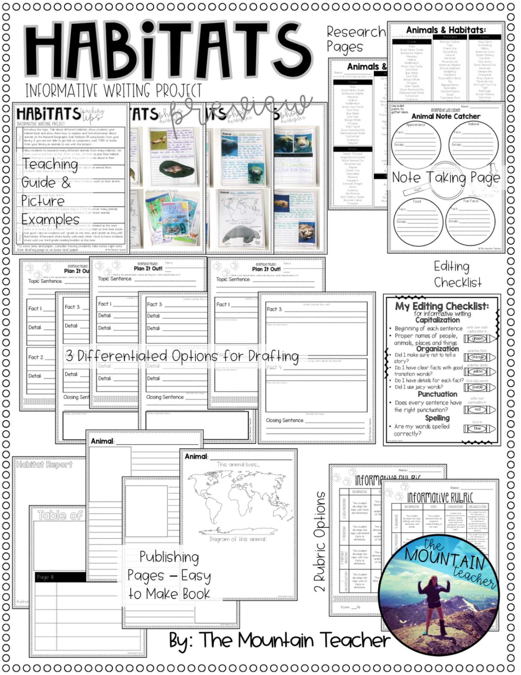 Animal Research Report Template  Informative Writing Prompt With Animal Report Template