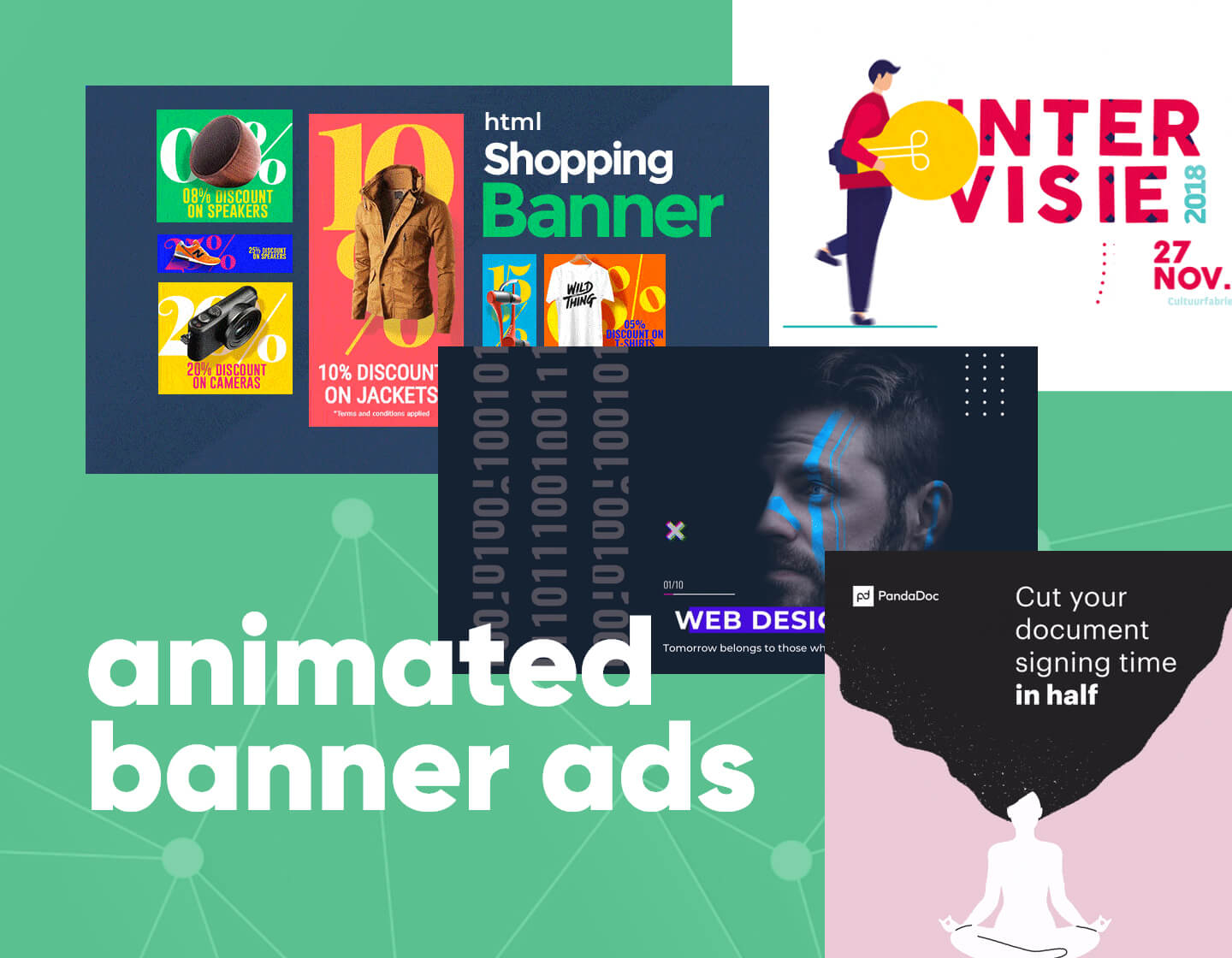 Animated Banner Ads Examples that Turn Info into Clickable Content Inside Animated Banner Templates