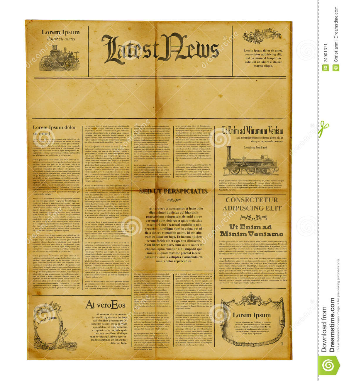 Antique newspaper template stock image