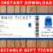 Any Occasion Editable Train Ticket Fake Boarding Pass Gift – Etsy UK Intended For Blank Train Ticket Template