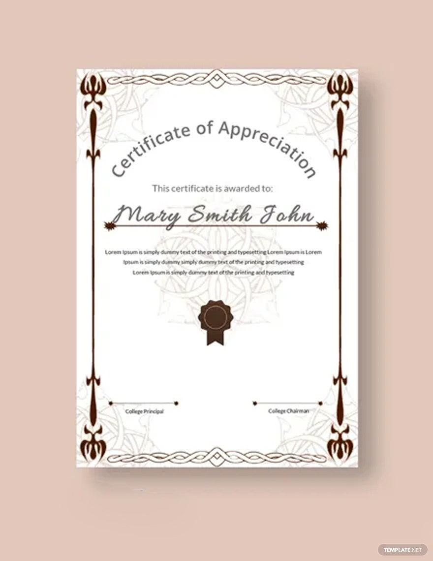 Appreciation Certificate For Professor Template – Google Docs, Word  With Regard To Certificate Of Appreciation Template Doc