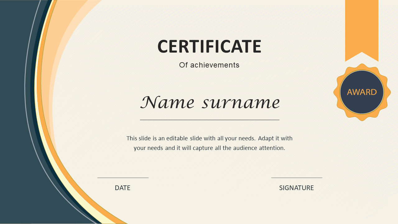 Appreciation Certificate Template PPT Slide Design Intended For Award Certificate Template Powerpoint