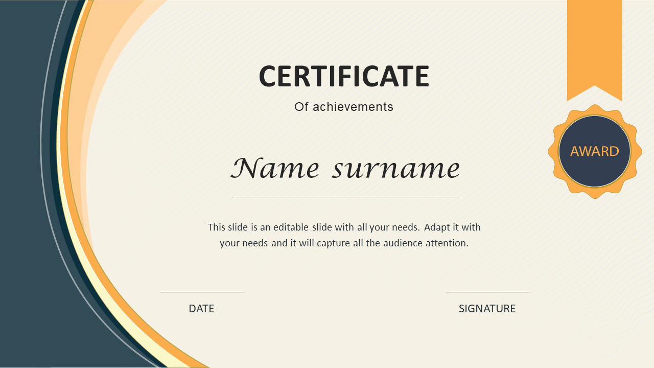 Appreciation Certificate Template PPT Slide Design Within Certificate Of Appreciation Template Free Printable