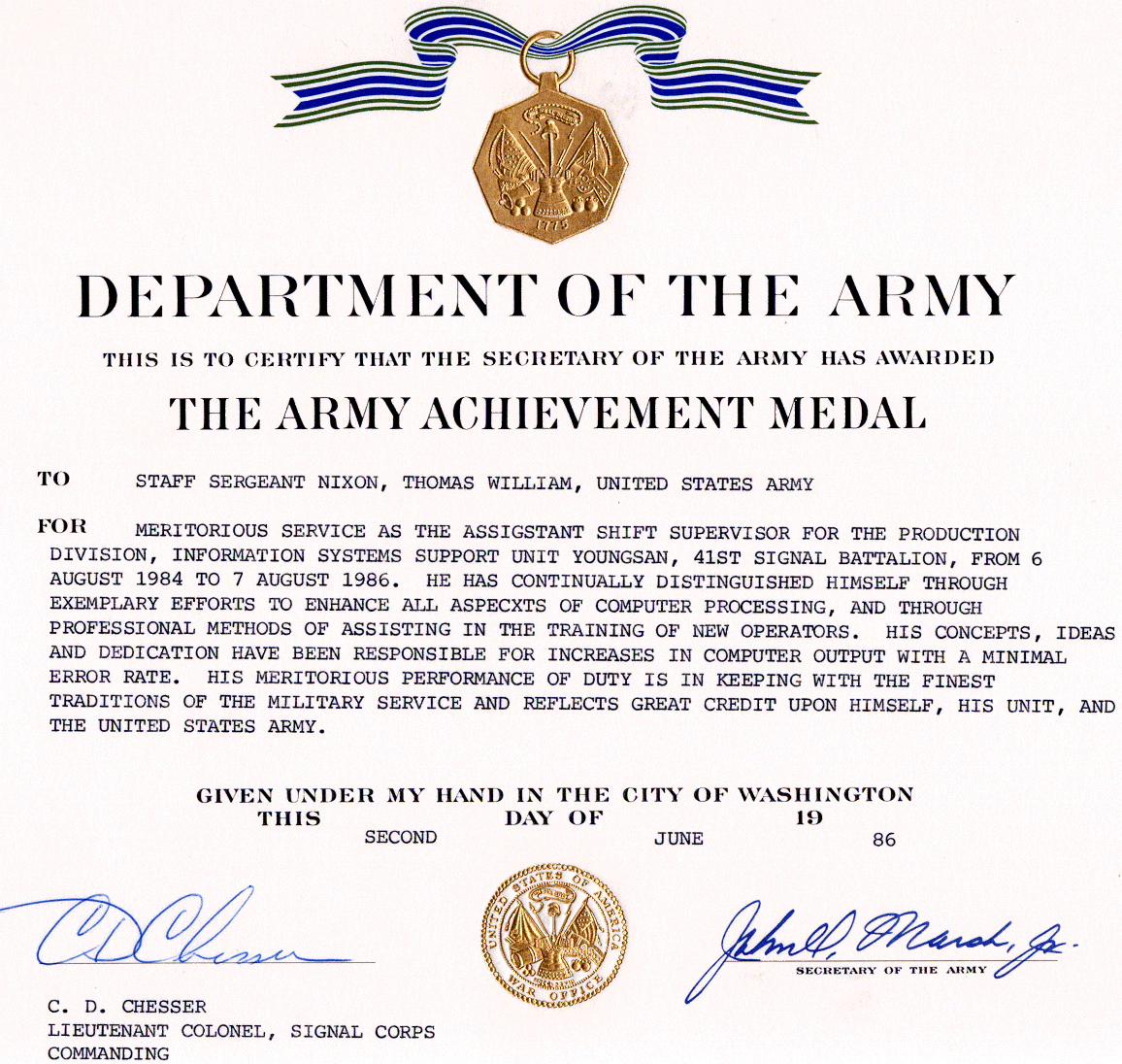 Army Achievement Medal Intended For Army Certificate Of Appreciation Template