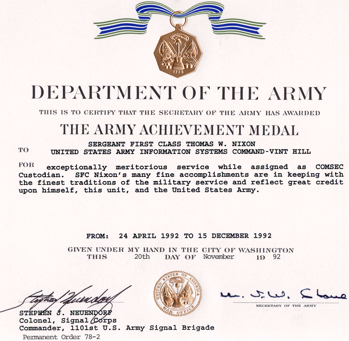 Army Achievement Medal Within Army Certificate Of Achievement Template