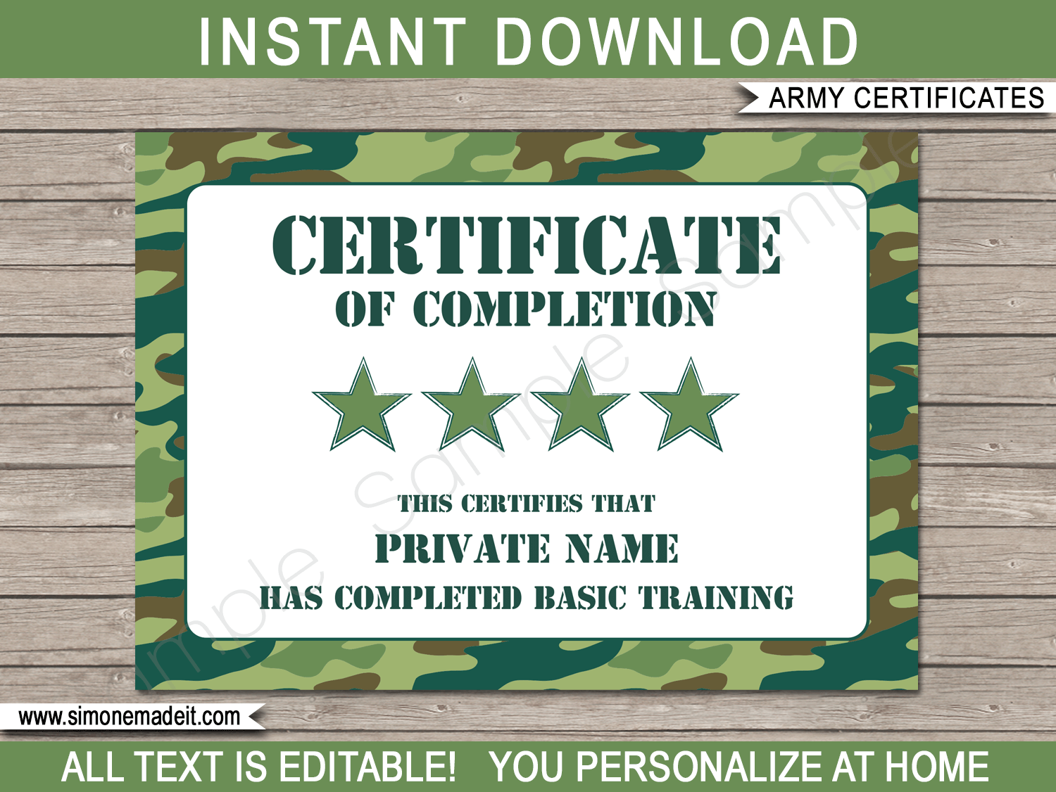 Army Certificate Template – Green Camo Intended For Boot Camp Certificate Template