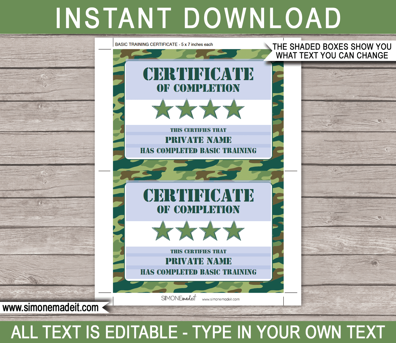 Army Certificate Template – Green Camo Regarding Boot Camp Certificate Template