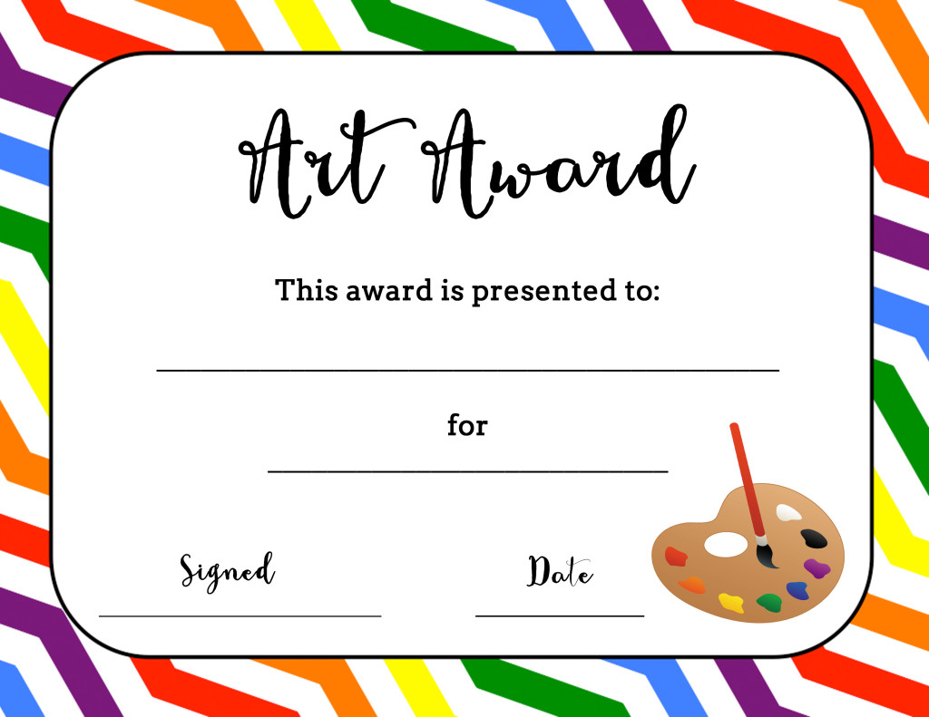 Art Award Certificate (Free Printable) – Art is Basic  An  With Regard To Art Certificate Template Free